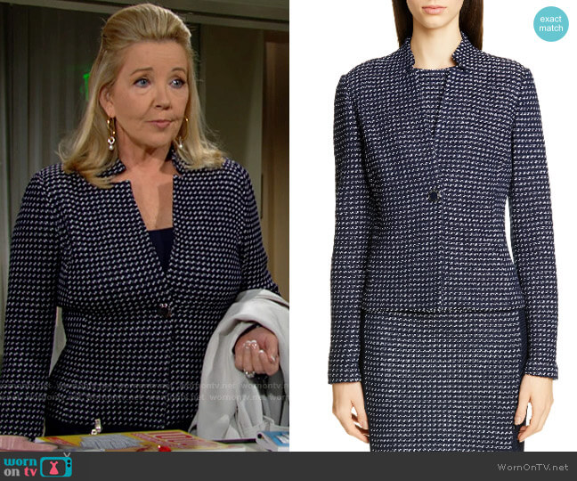 St John Collection Dotted Inlay Tweed Knit Jacket worn by Nikki Reed Newman (Melody Thomas-Scott) on The Young and the Restless