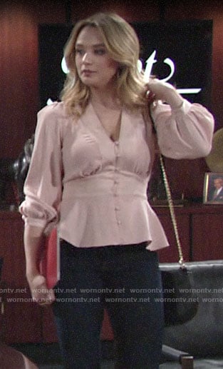 Summer’s pink button front blouse on The Young and the Restless