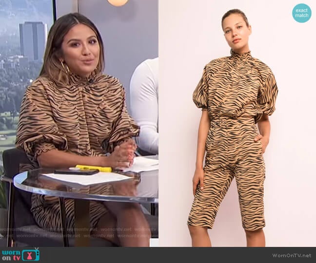 High Neck Blouse and Cropped Pant by S/W/F worn by Erin Lim on E! News