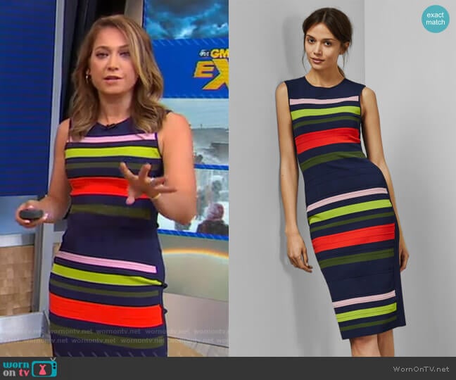 Ysina Striped Dress by Ted Baker worn by Ginger Zee on Good Morning America