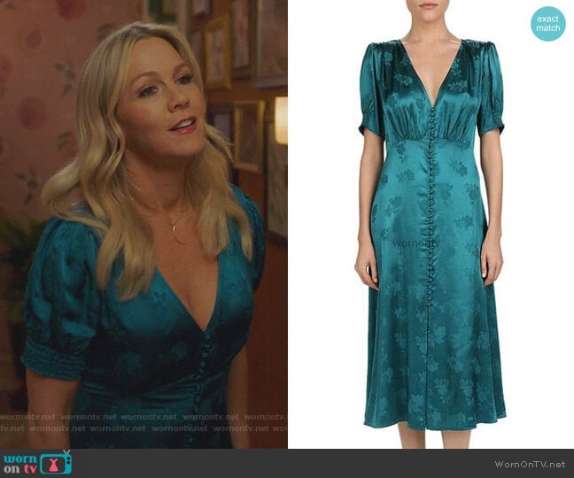 Floral Jacquard Midi Dress by The Kooples worn by Jennie Garth (Jennie Garth) on BH90210