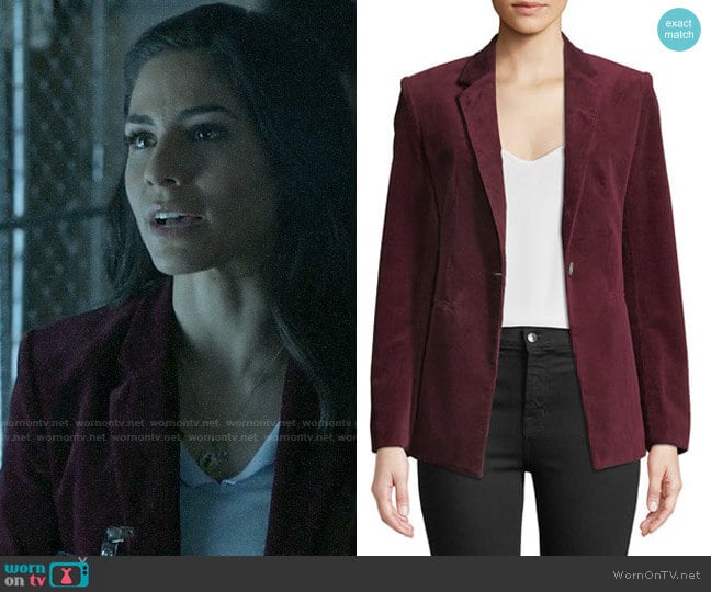 Theory Power One-Button Modern Corduroy Jacket worn by Yoli Castillo (Isabel Arraiza) on Pearson