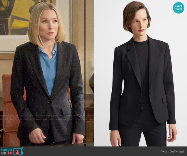 Theory Gabe Blazer worn by Eleanor Shellstrop (Kristen Bell) on The Good Place