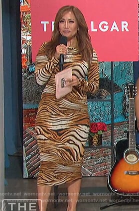 Carrie’s tiger stripe dress on The Talk