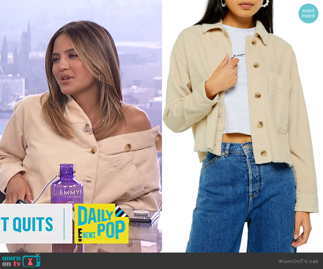 Raw Hem Corduroy Jacket by Topshop worn by Erin Lim on E! News