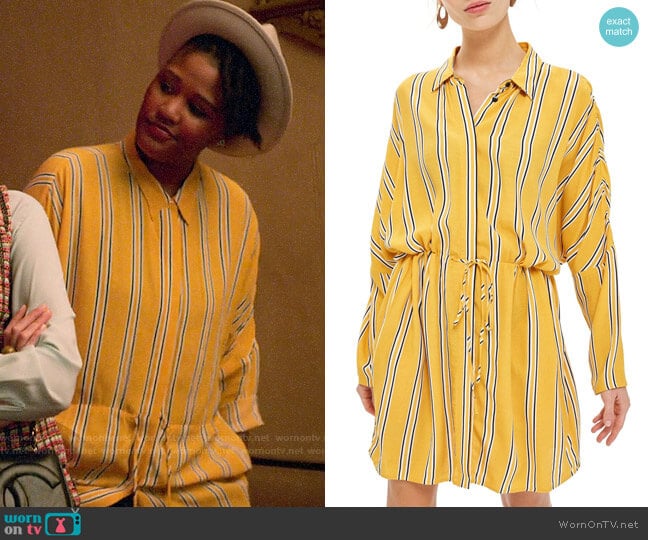 Topshop Drawstring Stripe Shirtdress worn by Skye (Rahne Jones) on The Politician