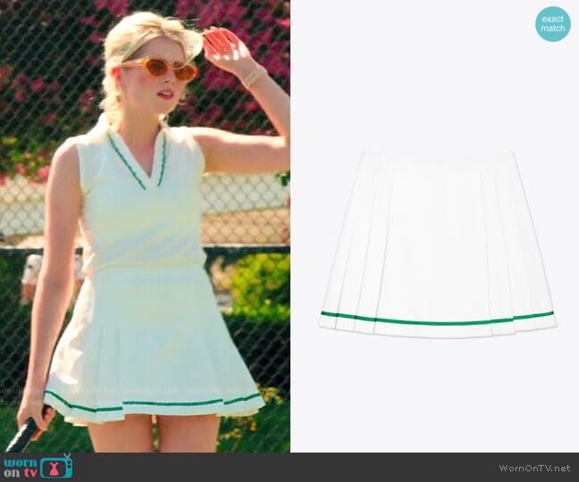 Tory Sport Tech Twill Pleated Tennis Skirt worn by Astrid (Lucy Boynton) on The Politician