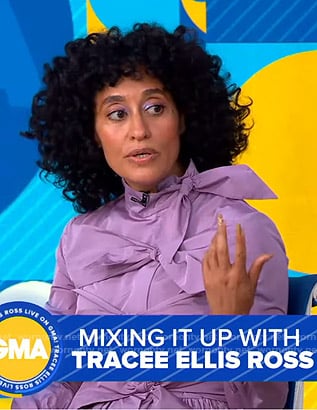 Tracee Ellis Ross’s purple bow detail dress on Good Morning America