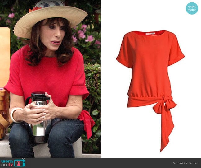 Trina Turk On the Rock Tie Hem Top worn by Esther Valentine (Kate Linder) on The Young and the Restless