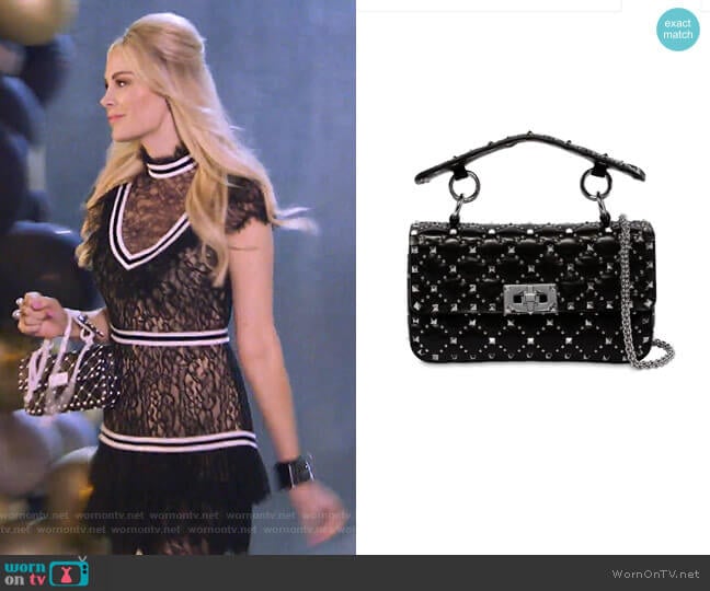 Small Rockstud Spike Leather Bag by Valentino worn by Kameron Westcott on The Real Housewives of Dallas