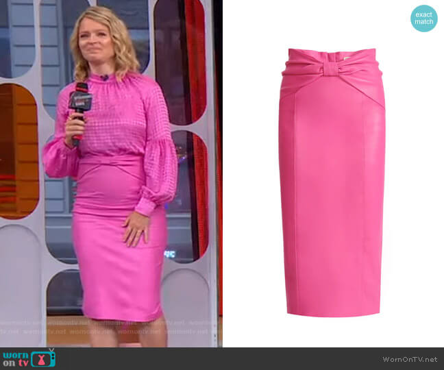 Wornontv Saras Pink Houndstooth Blouse And Pencil Skirt On Gma Strahan Sara And Keke Sara 