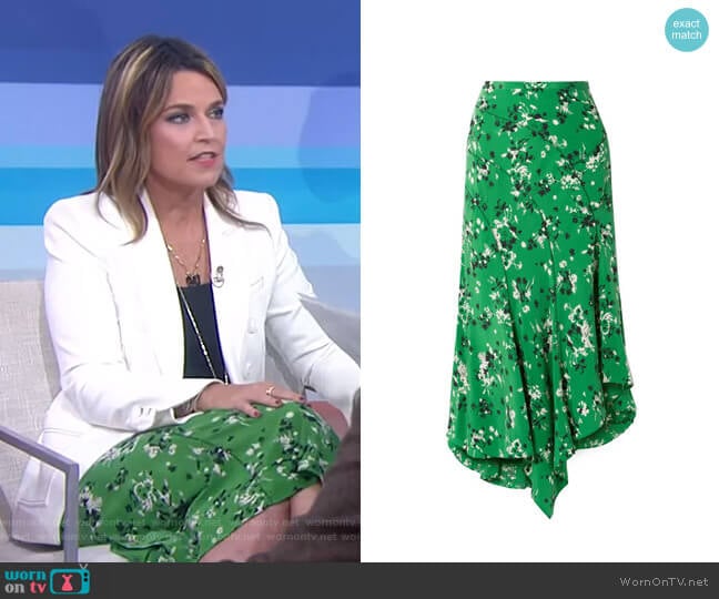 Mac Asymmetric Floral Skirt by Veronica Beard worn by Savannah Guthrie on Today