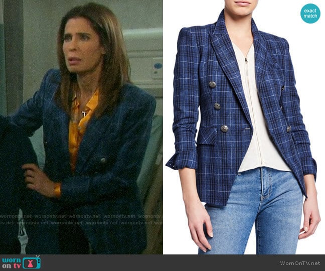 WornOnTV: Hope’s orange floral blouse and blue plaid blazer on Days of ...