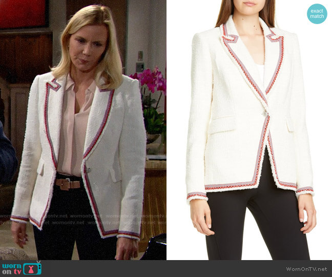 Veronica Beard Raw Edge Cutaway Blazer worn by Brooke Logan (Katherine Kelly Lang) on The Bold and the Beautiful