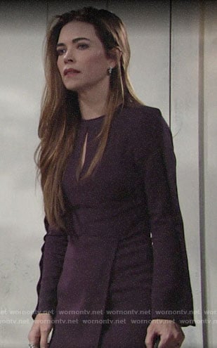 Victoria’s dark purple keyhole dress on The Young and the Restless