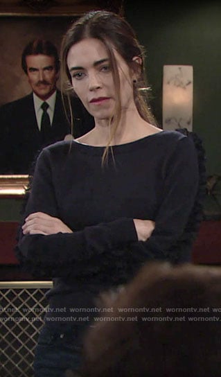 Victoria’s sweater with lace ruffle on The Young and the Restless