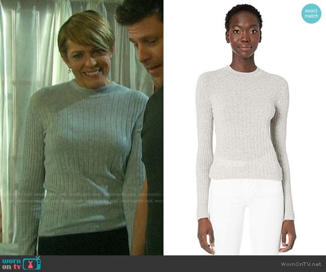 Vince Mixed Rib Long Sleeve Sweater worn by Nicole Walker (Arianne Zucker) on Days of our Lives