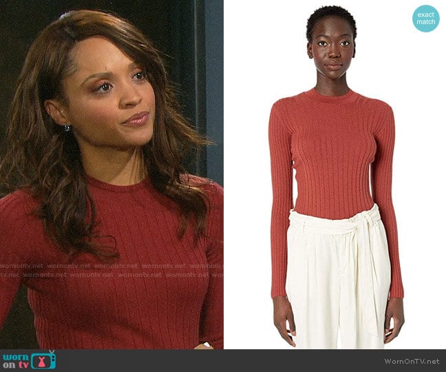 Vince Mixed Rib Long Sleeve Sweater worn by Lani Price (Sal Stowers) on Days of our Lives