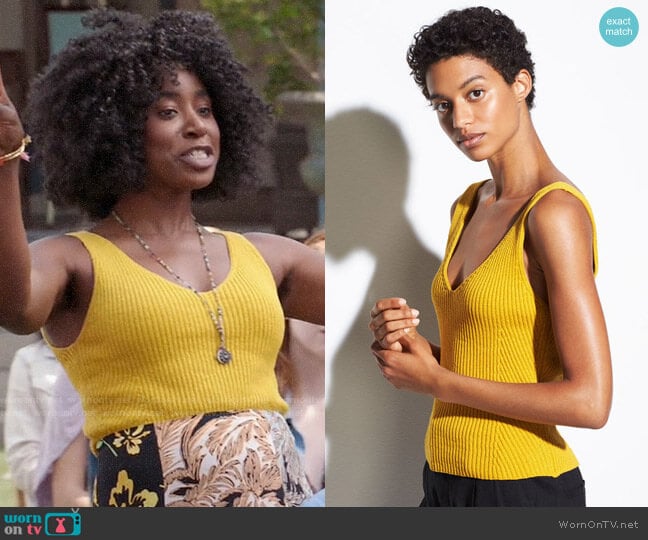 Vince Directional Rib Tank worn by Simone Garnett (Kirby Howell-Baptiste) on The Good Place