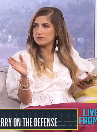 Tierney Bricker’s white embroidered top on Live from E!