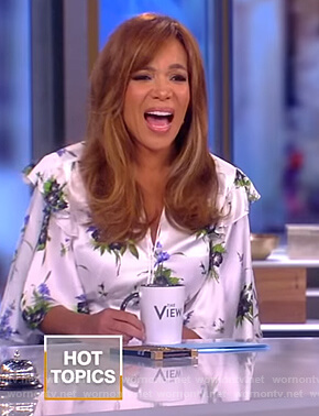 Sunny’s white floral satin dress on The View