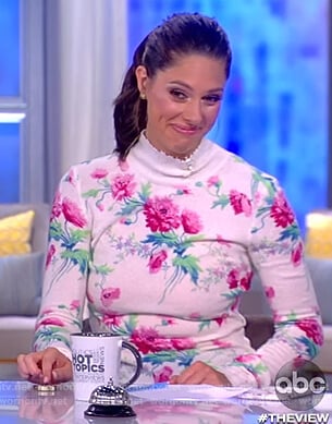 Abby's white floral turtleneck sweater on The View