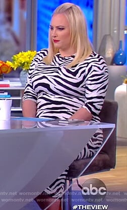 Meghan’s white tiger stripe dress on The View