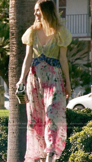 Whitney Port’s mixed floral maxi dress on The Hills New Beginnings