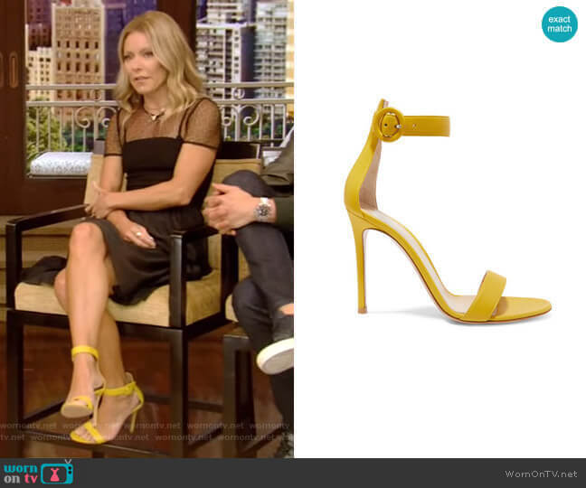 Portofino Leather Sandals by Gianvito Rossi  worn by Kelly Ripa on Live with Kelly and Mark