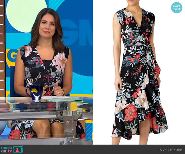 WornOnTV: Cecilia’s black floral wrap dress on Good Morning America ...