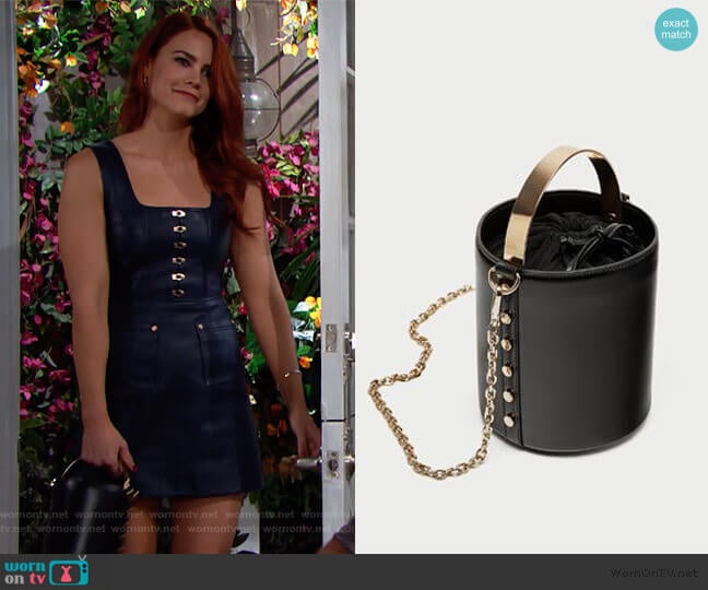 Bucket Bag with Metal Handle by Zara worn by Sally Spectra (Courtney Hope) on The Bold and the Beautiful