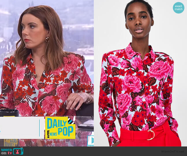 Printed Shirt by Zara worn by Melanie Bromley on E! News