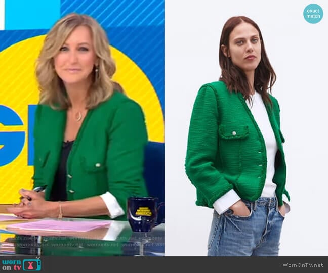 Rhinestone Button Blazer by Zara worn by Lara Spencer on Good Morning America