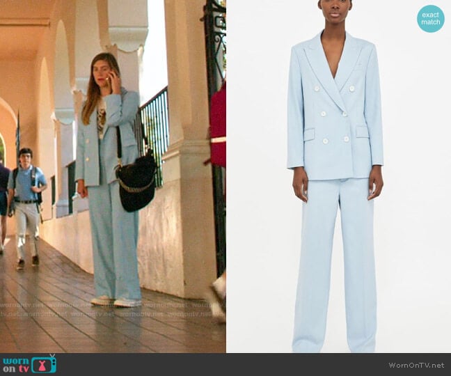 Zara Sky Blue Suit worn by McAfee (Laura Dreyfuss) on The Politician