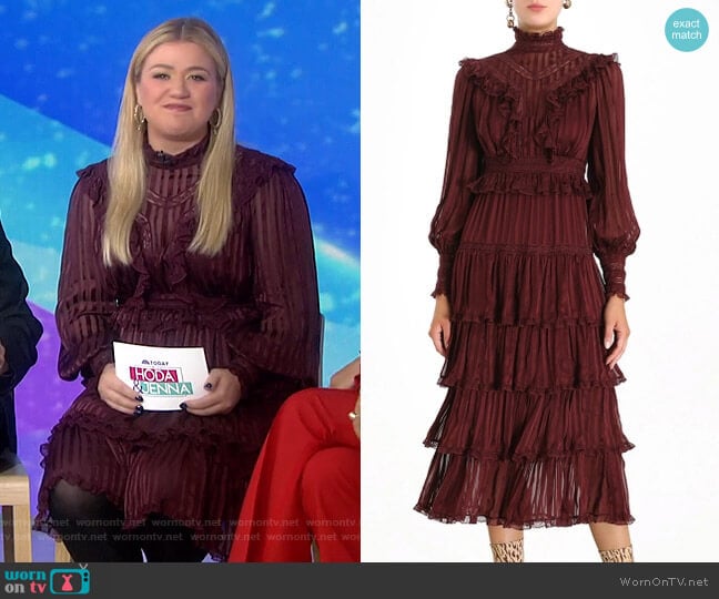 Espionage Lace Panel Dress by Zimmermann worn by Kelly Clarkson on Today