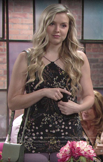 Zoe's black floral top on The Young and the Restless