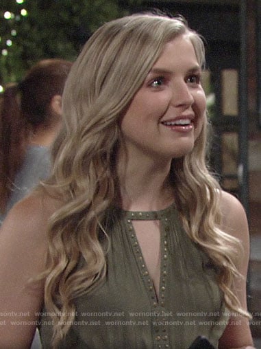 Zoe’s green studded keyhole top on The Young and the Restless