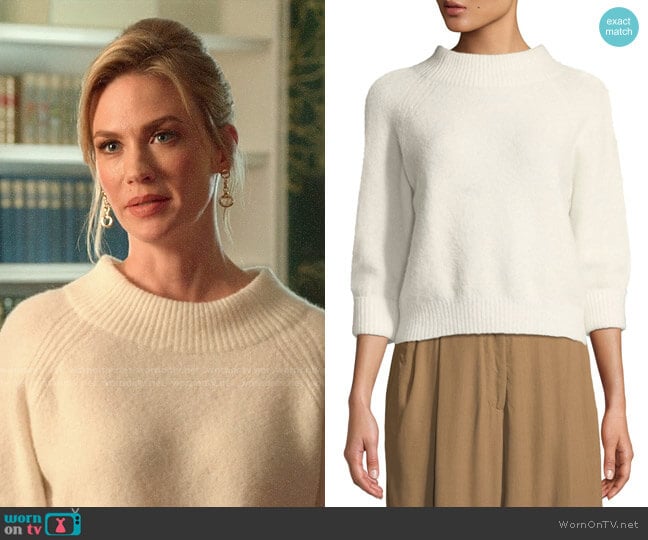 3.1 Phillip Lim 3/4-Sleeve Lofty Rib Alpaca-Blend Pullover Sweater worn by Lizbeth Sloan (January Jones) on The Politician