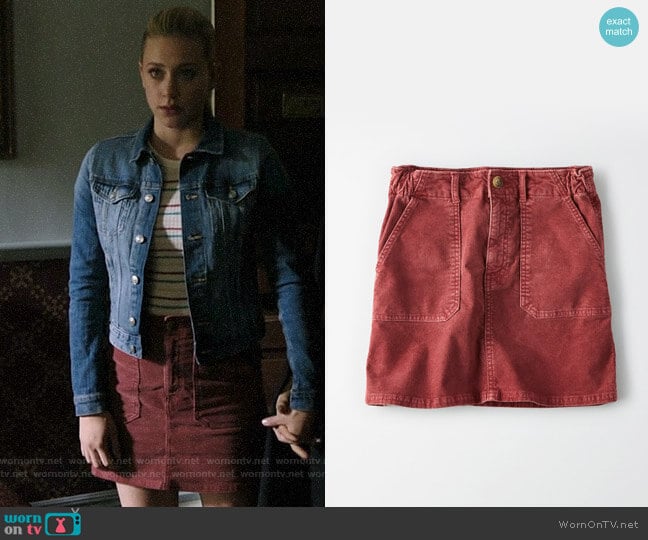 AE High-Waisted Corduroy A-Line Skirt worn by Betty Cooper (Lili Reinhart) on Riverdale