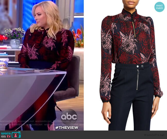 Beatrix Floral Silk Blouse by A.L.C. worn by Meghan McCain on The View