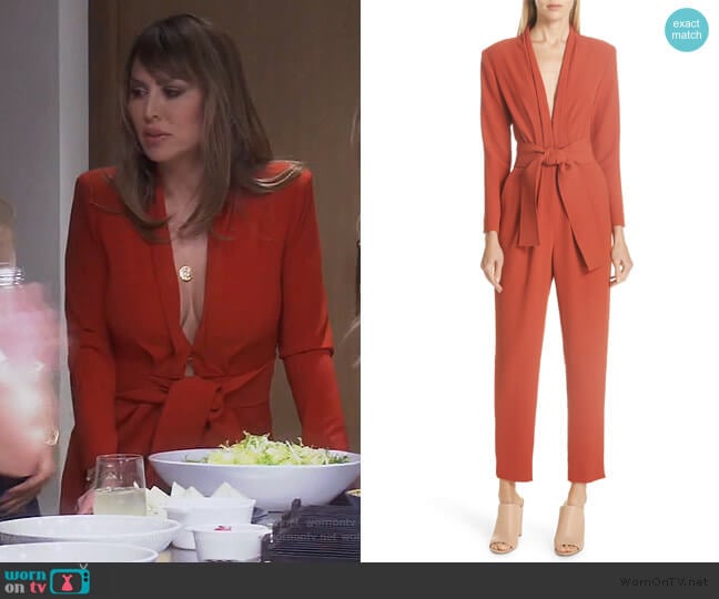 Kieran Belted Jumpsuit by ALC worn by Kelly Dodd on The Real Housewives of Orange County