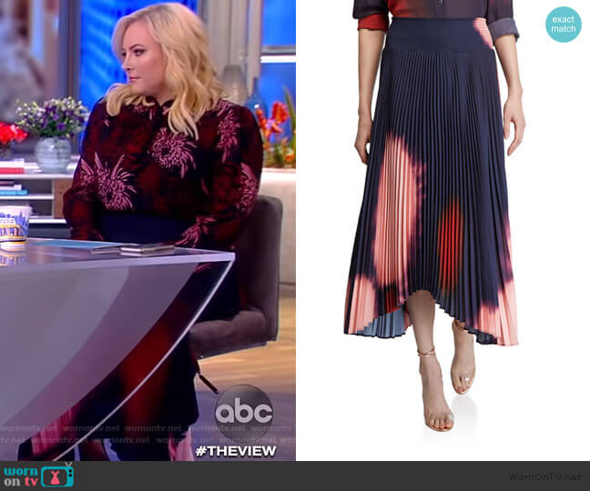 Sonali Pleated Tie-Dye Asymmetric Skirt by A.L.C. worn by Meghan McCain on The View