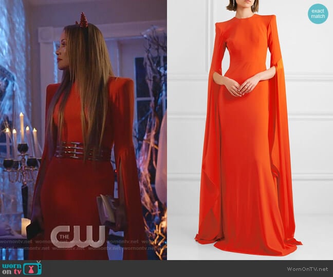 Abigail Open-Back Crepe Gown by Alex Perry worn by Dominique Deveraux (Michael Michele) on Dynasty