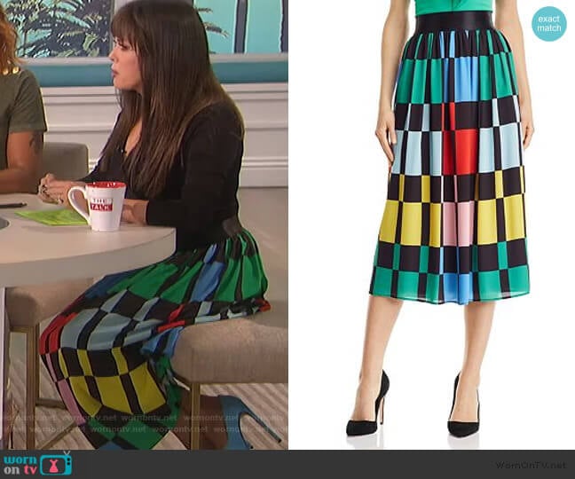 Melda Geometric Print Midi Skirt by Alice + Olivia worn by Marie Osmond on The Talk