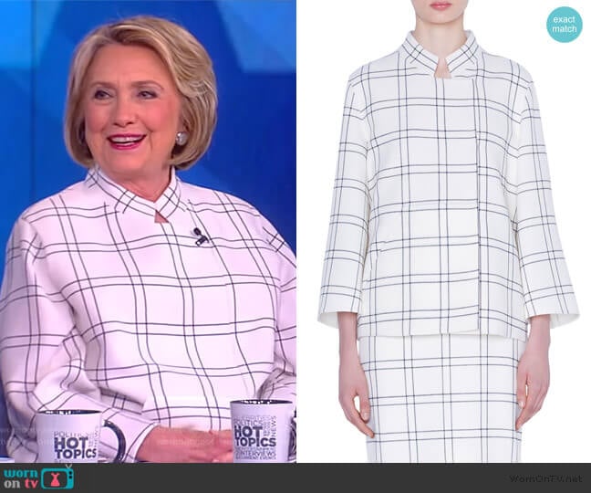 Clemence Wool Crepe Jacket by Akris worn by Hillary Clinton on The View