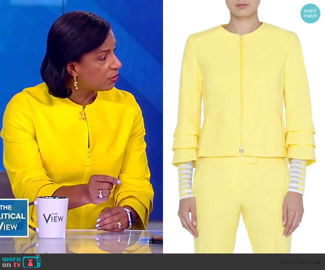 Tiered-Sleeve Ring-Zip Jacket by Akris Punto worn by Susan Rice on The View