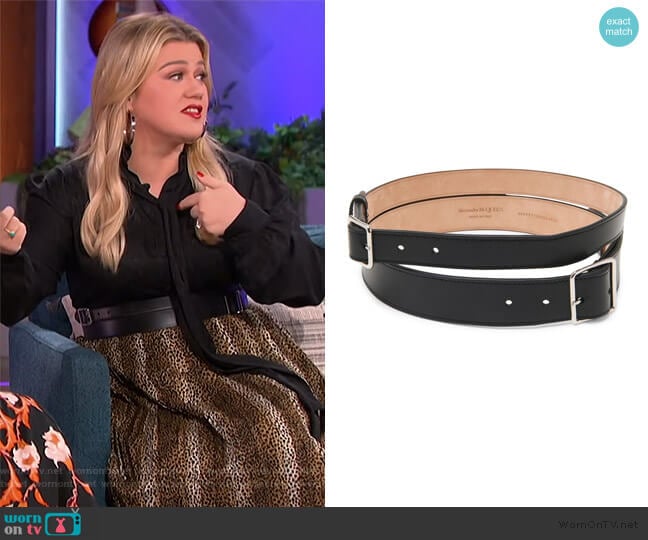 Double Buckle Leather Belt by Alexander McQueen worn by Kelly Clarkson on The Kelly Clarkson Show