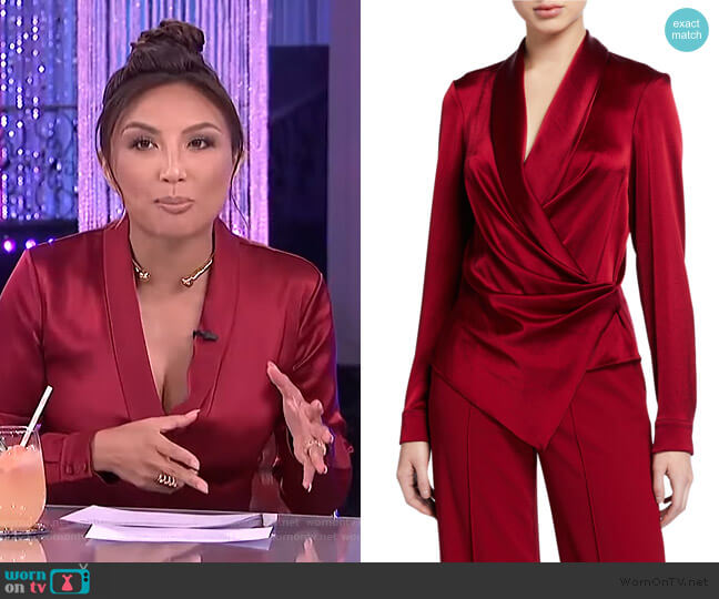 Aurora Draped Blouse and Pants by Alice + Olivia worn by Jeannie Mai  on The Real