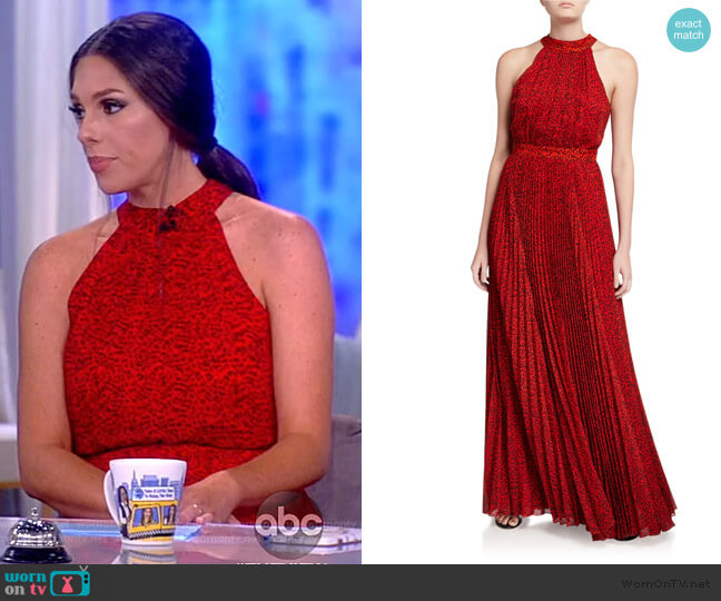 Kelissa Halter Sunburst Pleated Maxi Dress by Alice + Olivia worn by Abby Huntsman on The View