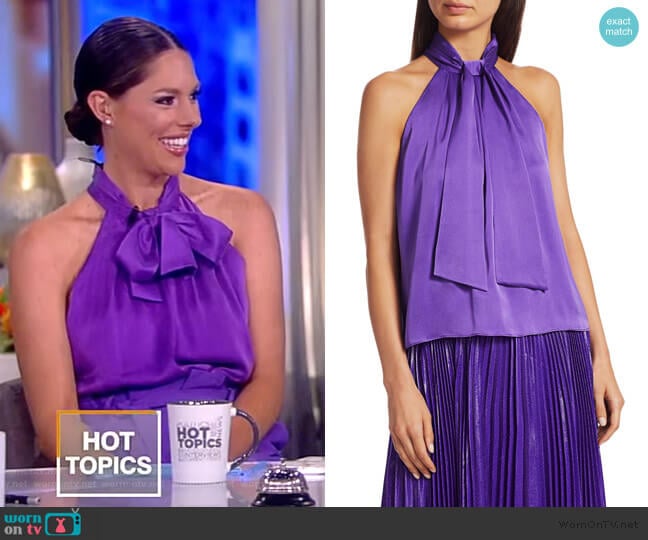 Leia Tie Neck Halter Top by Alice + Olivia worn by Abby Huntsman on The View